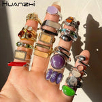 Load image into Gallery viewer, Colorful Rhinestone Rings Set for Women/Girls

