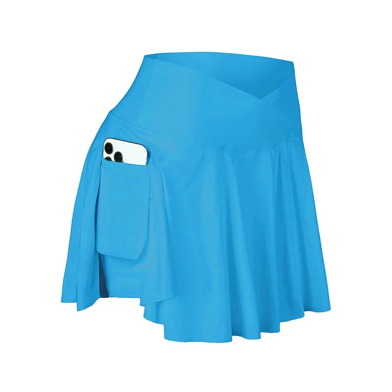 Blue skirt with a pocket on a white background