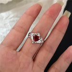 Load image into Gallery viewer, Women Irregular Red Crystal Glass Heart Aesthetic Rings
