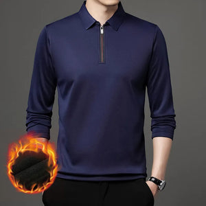 Male Long Sleeve Zipper Polo Shirt