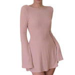 Load image into Gallery viewer, Women Flared Sleeves Mini A-Line Dress
