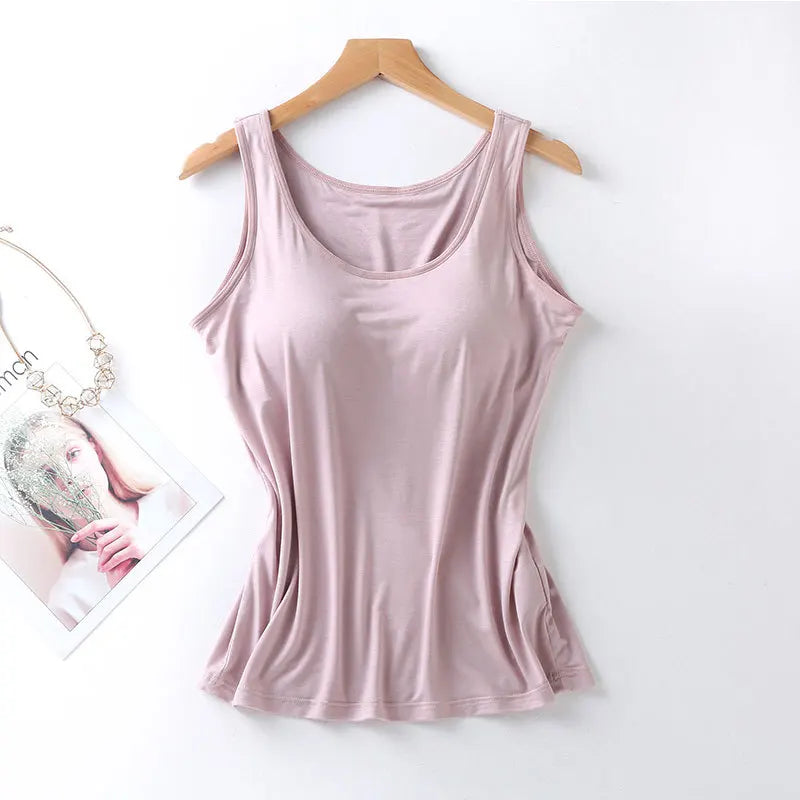 Ice Silk Tank Top Wireless Padded