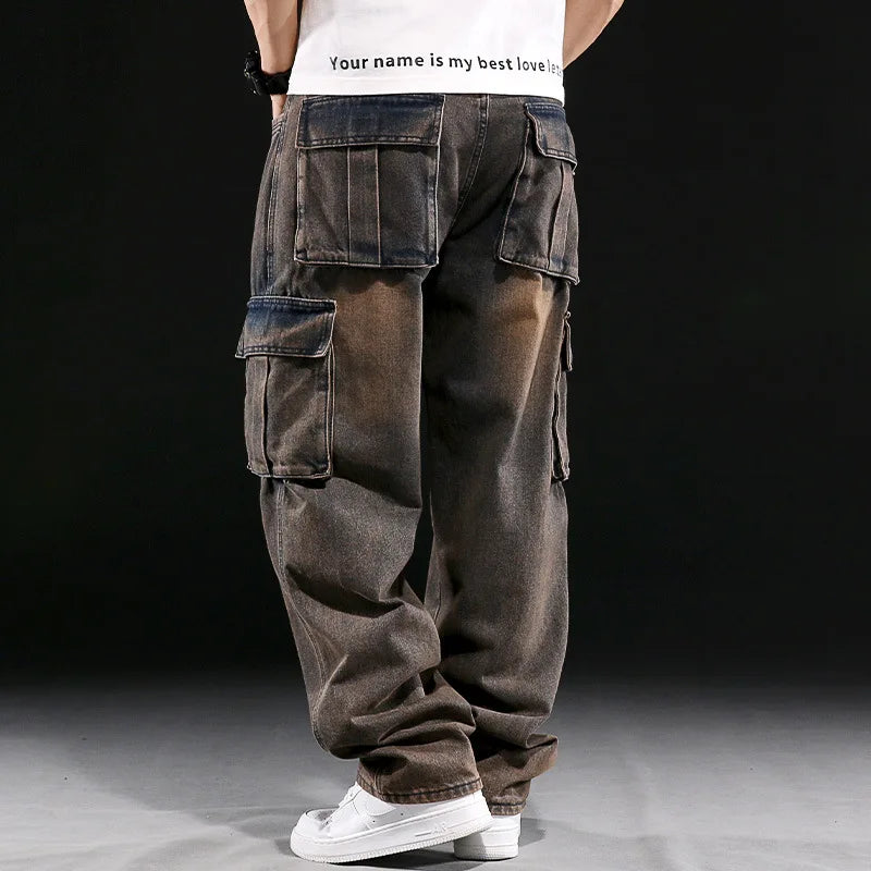 Men’s Wide Leg Cargo Streetwear Jeans