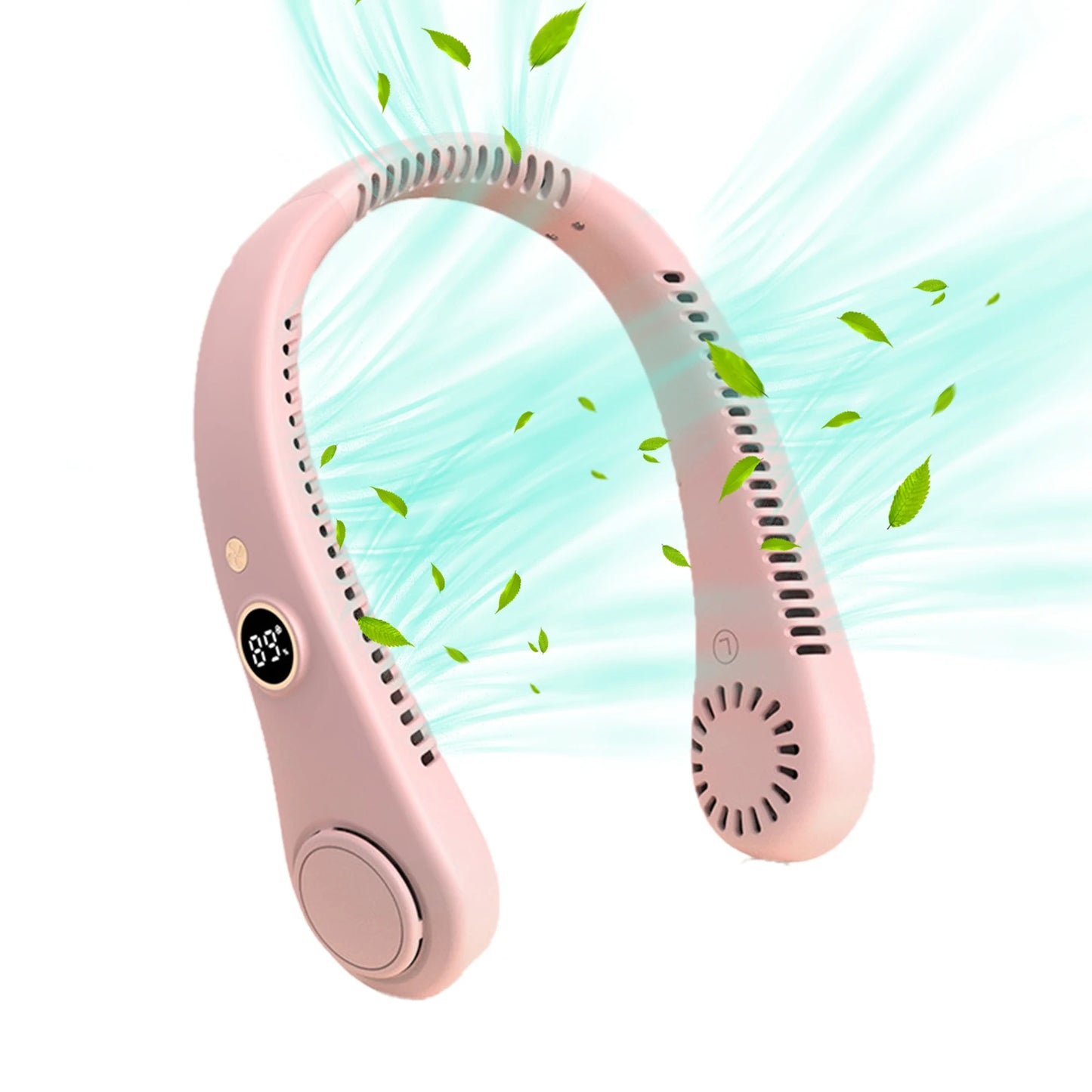 5 Speeds Wearable Hands-Free Fan with LED Digital Display Neck Cooler,
