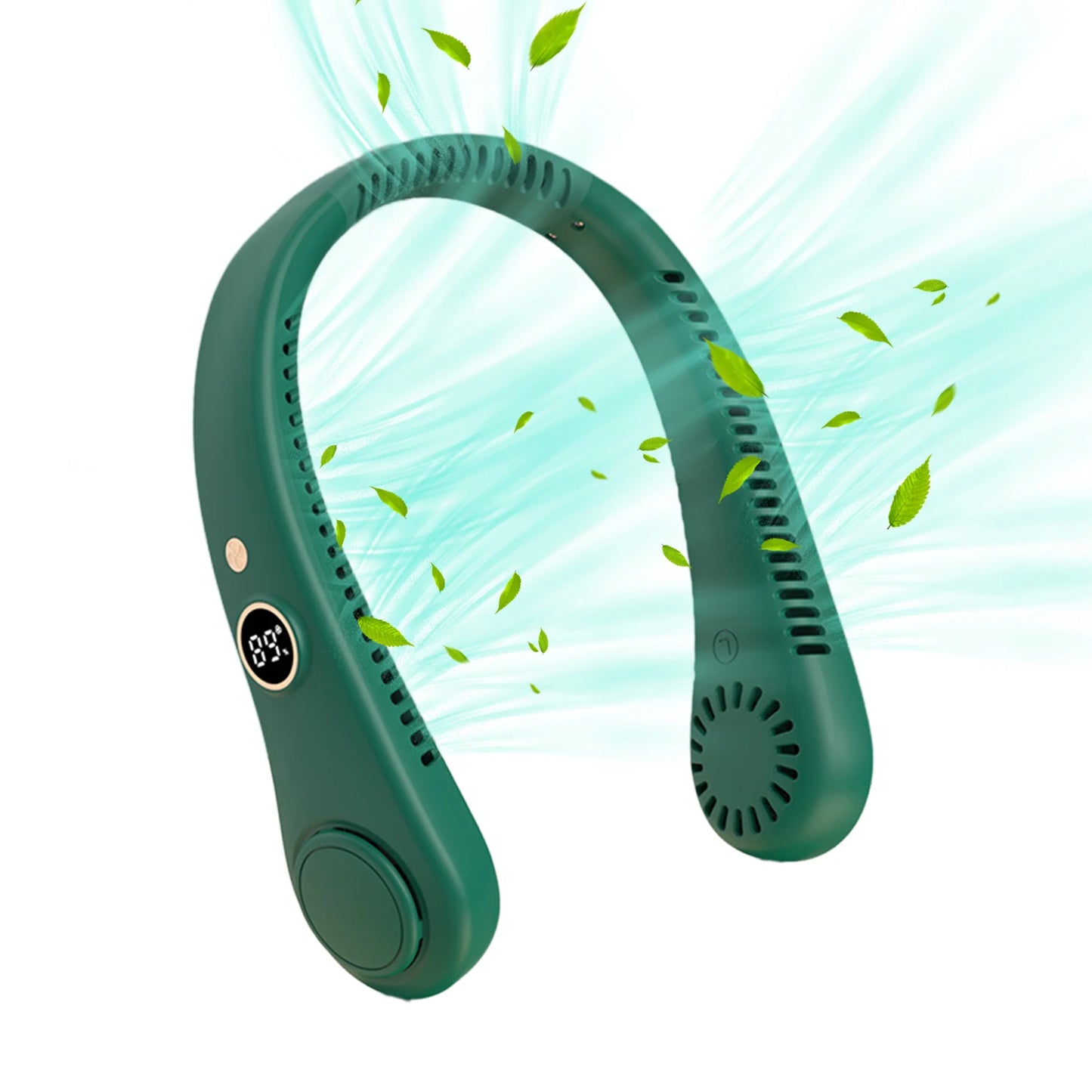 5 Speeds Wearable Hands-Free Fan with LED Digital Display Neck Cooler,