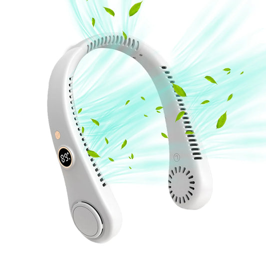 5 Speeds Wearable Hands-Free Fan with LED Digital Display Neck Cooler,