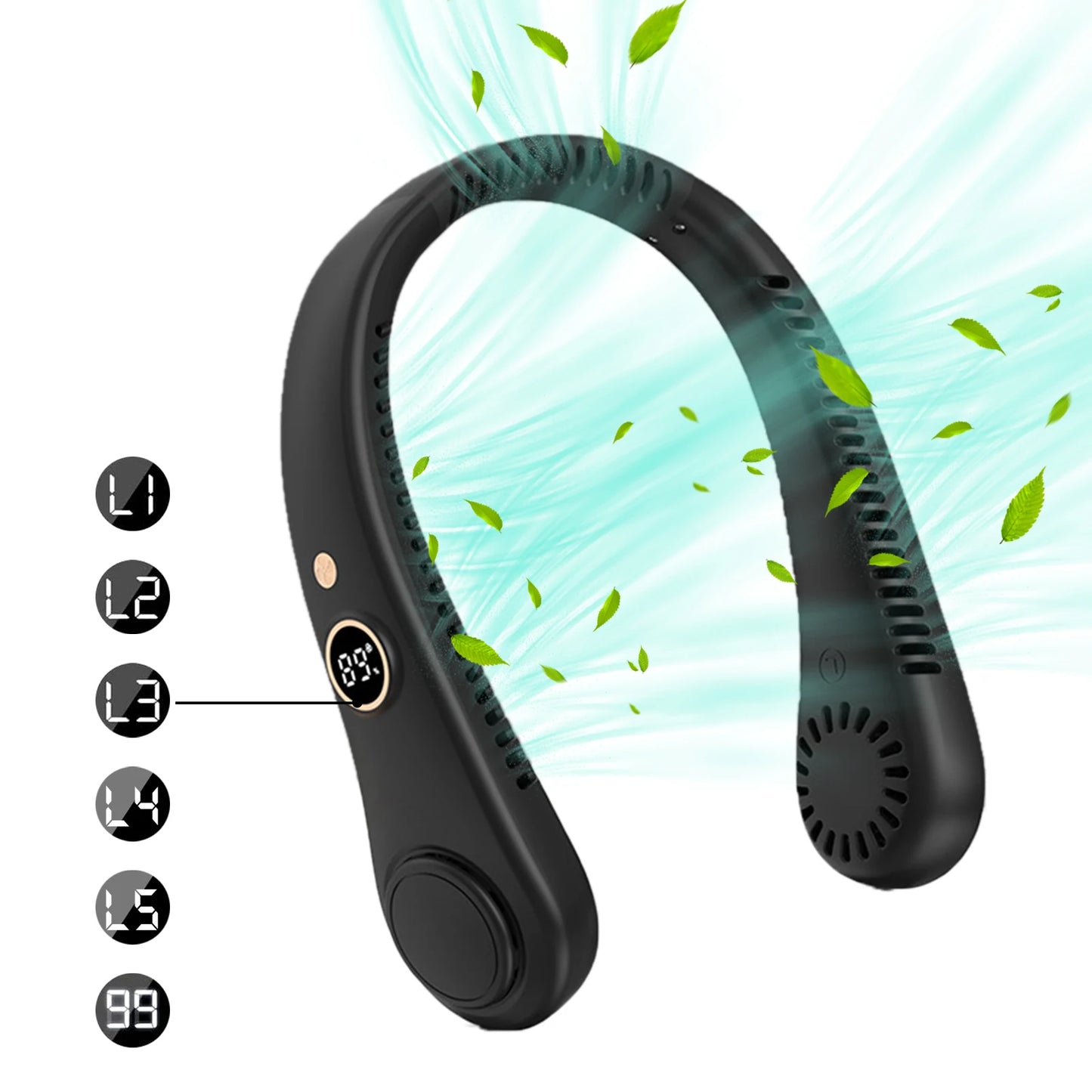 LED Digital Display USB Wearable Fan