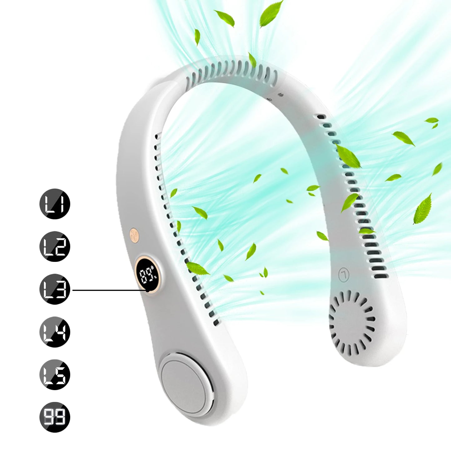 LED Digital Display USB Wearable Fan