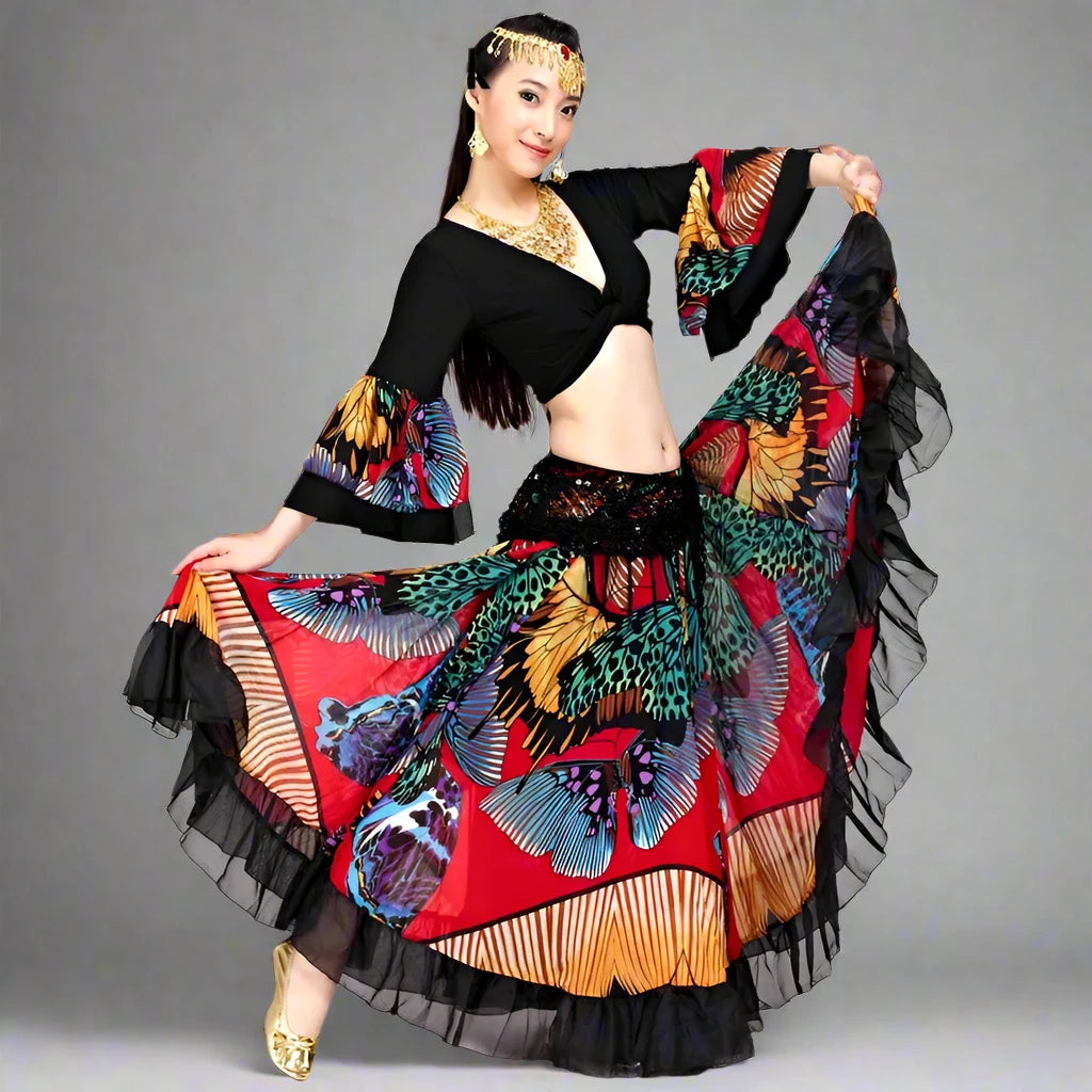 Floral Print Skirt for Belly Dancing