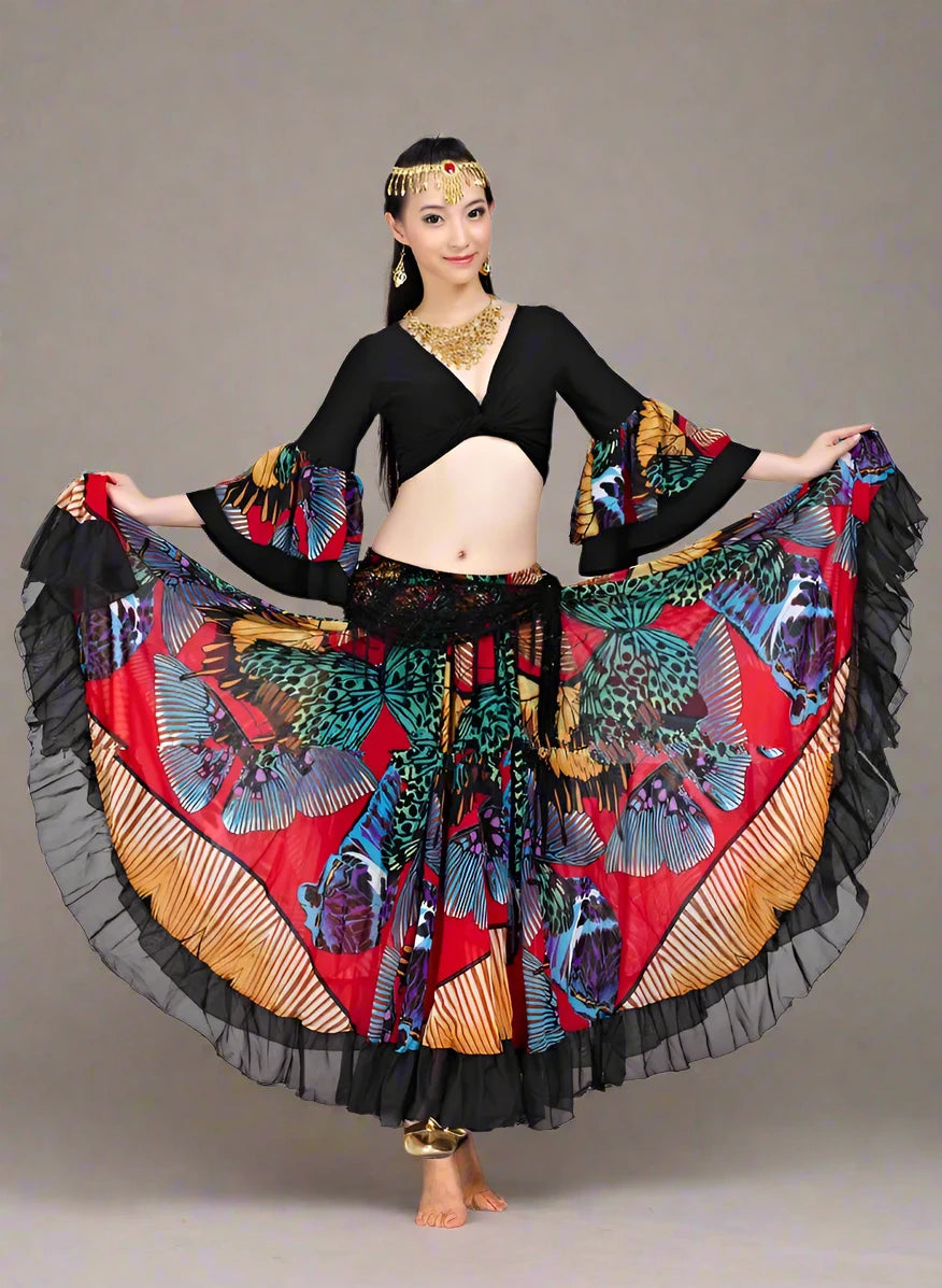 Floral Print Skirt for Belly Dancing