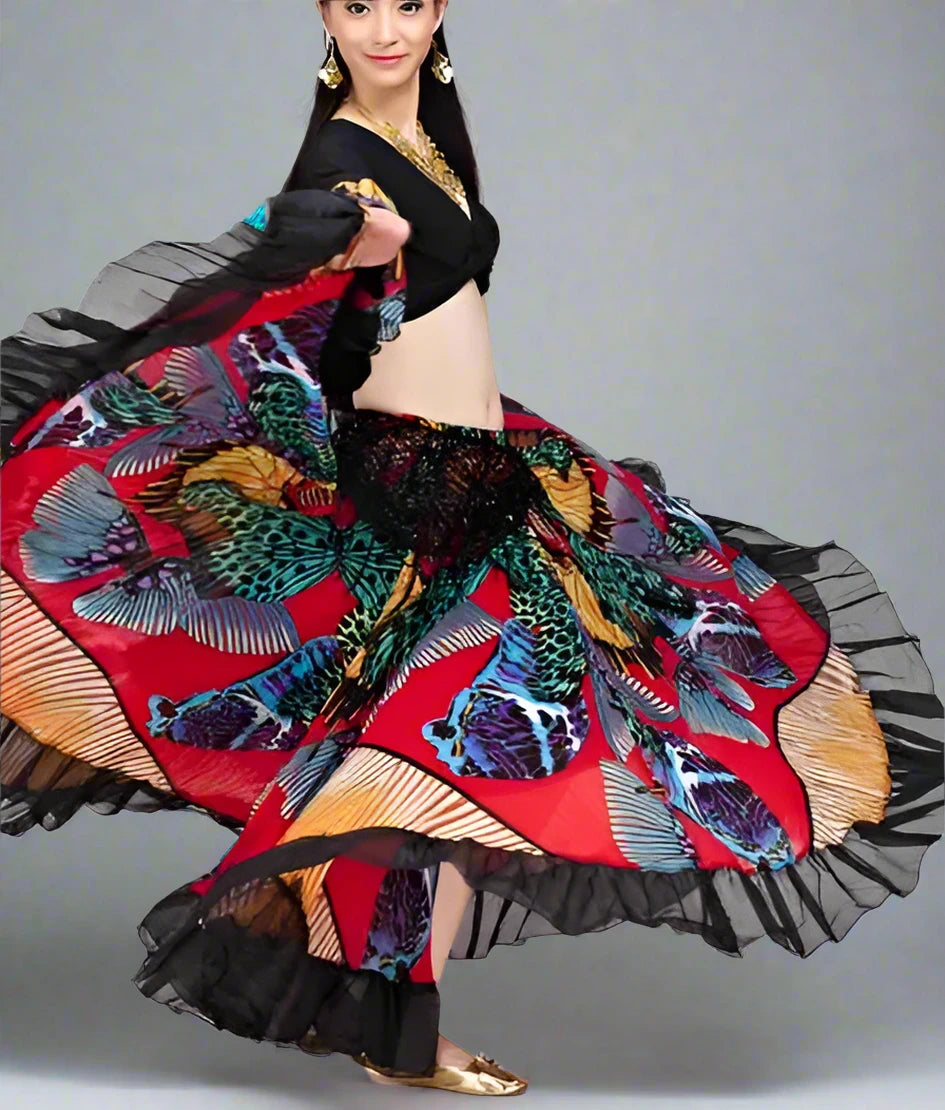 Floral Print Skirt for Belly Dancing