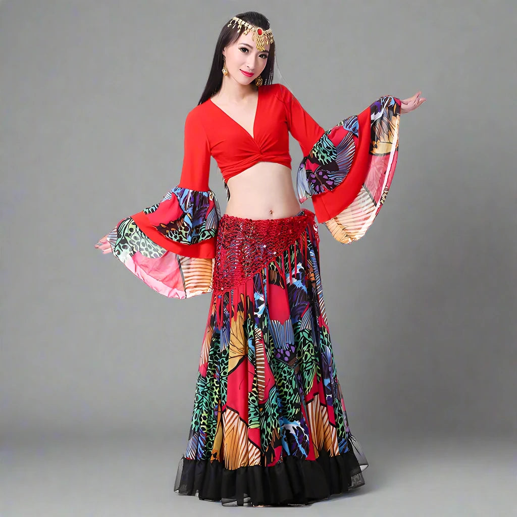 Floral Print Skirt for Belly Dancing