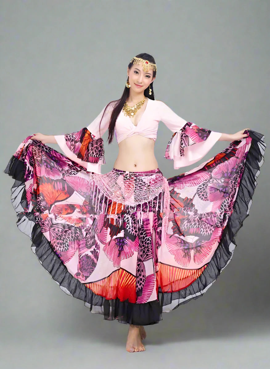 Floral Print Skirt for Belly Dancing
