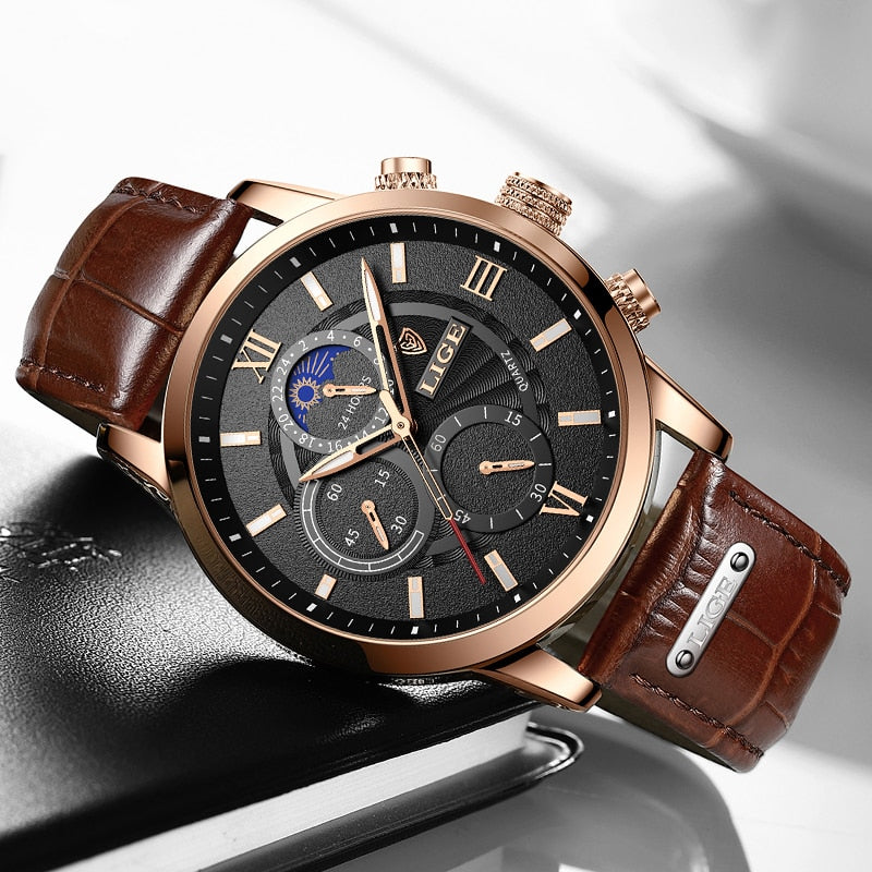 Man Leather Quartz Watch