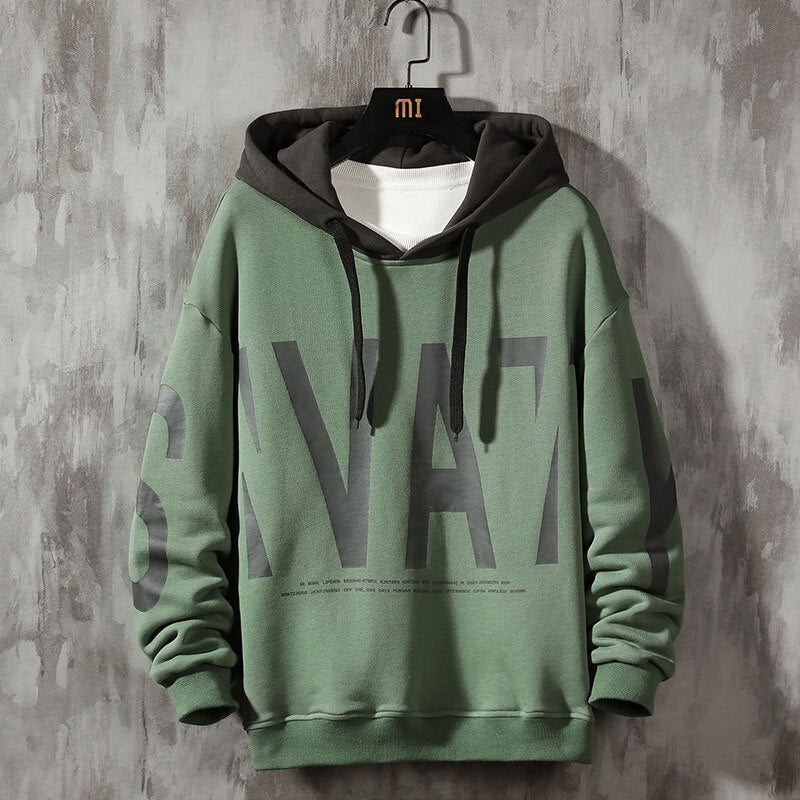 Men Hoodies Big Letter Pullover