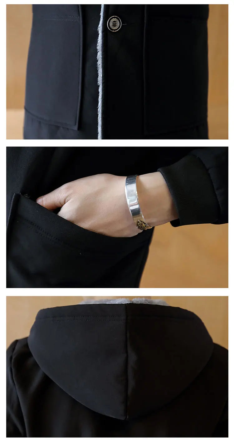 Men with Warm Cashmere Hood Coat