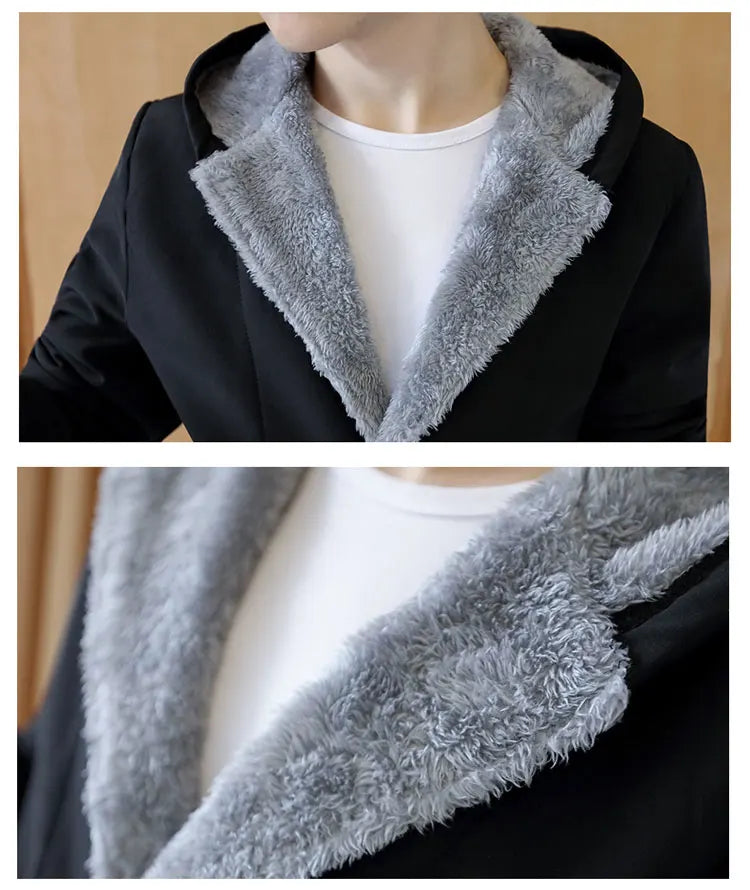 Men with Warm Cashmere Hood Coat