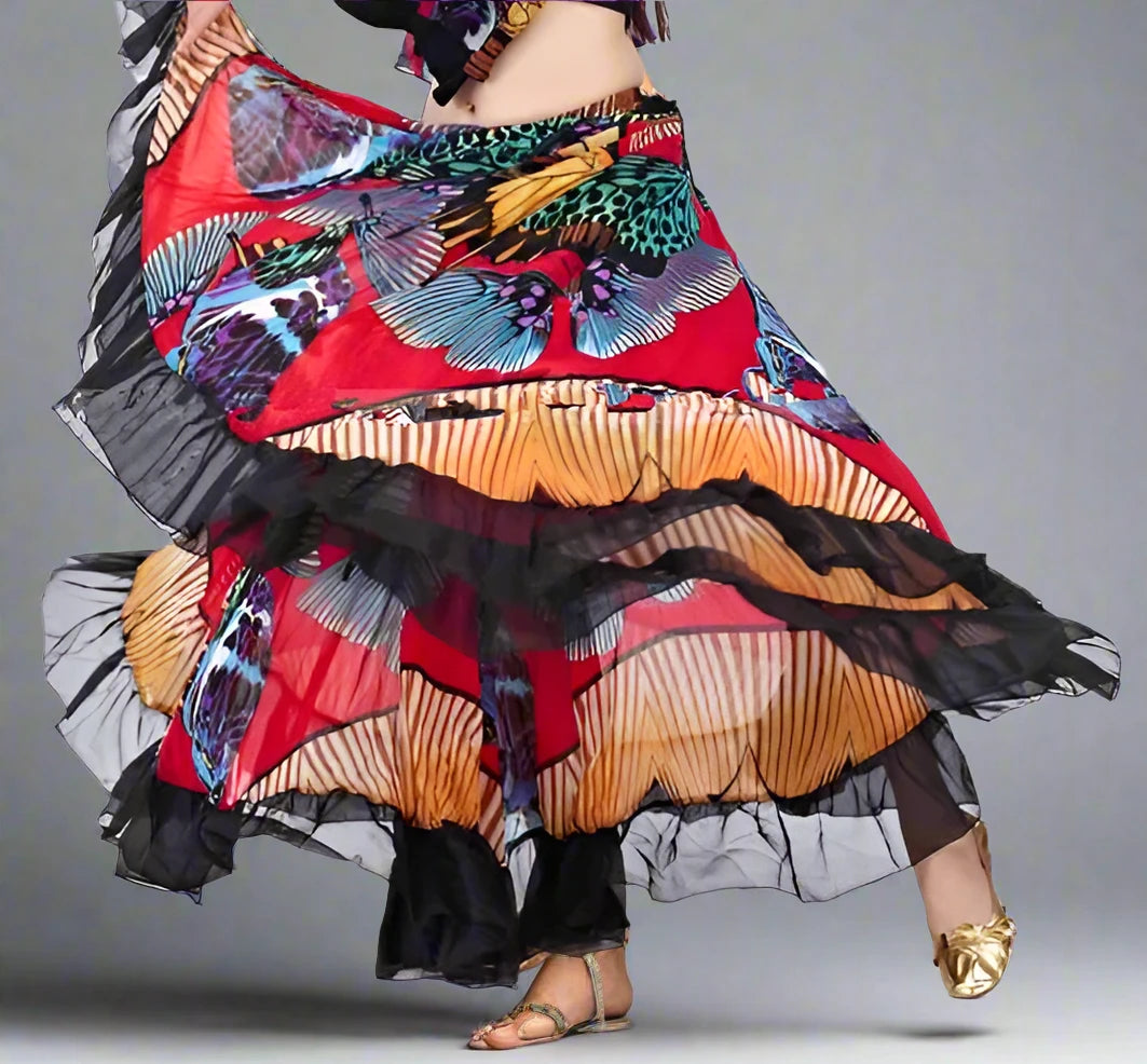 Floral Print Skirt for Belly Dancing