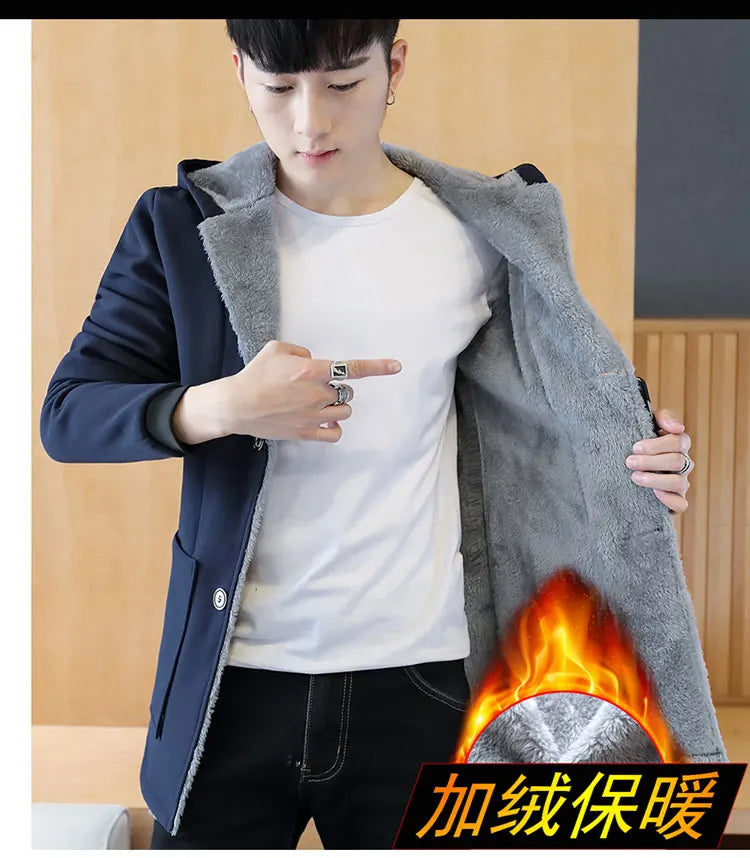 Men with Warm Cashmere Hood Coat