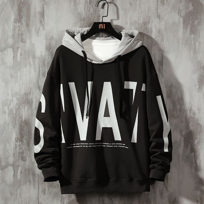 Men Hoodies Big Letter Pullover