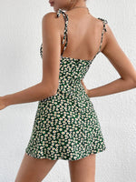 Load image into Gallery viewer, Women Floral Suspender Split Mini Dress
