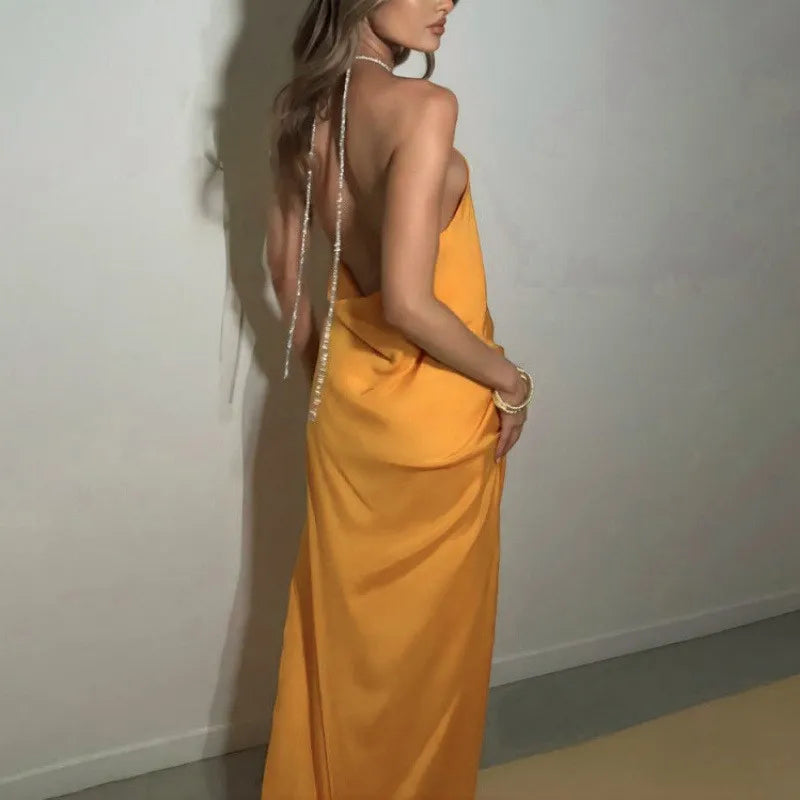 Women Elegant Sexy Satin Dress