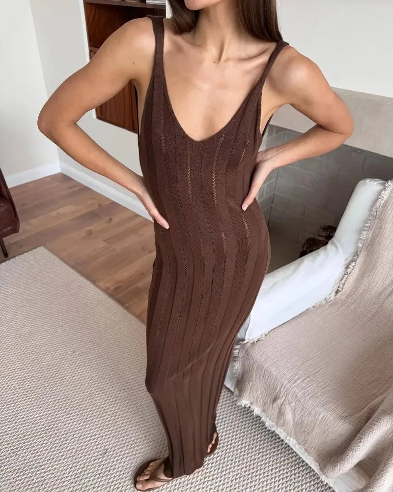 Trendix Knitted Elegant Long Backless Dress