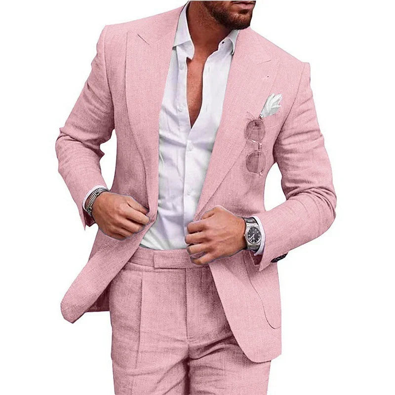 Men's Slim Fit Linen 2 Piece Suit