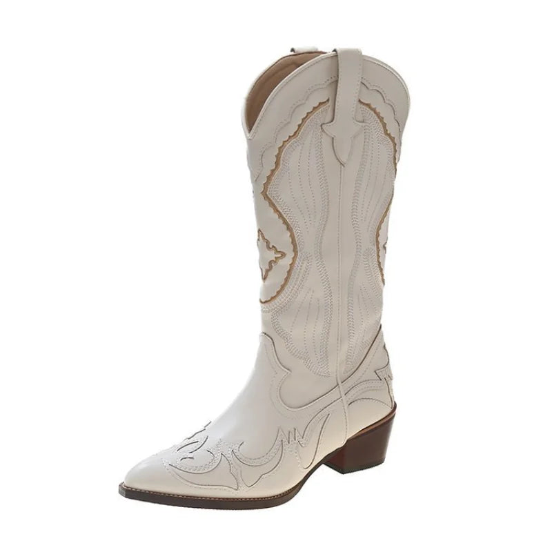 Embroidered Western Cowboy Boots For Women