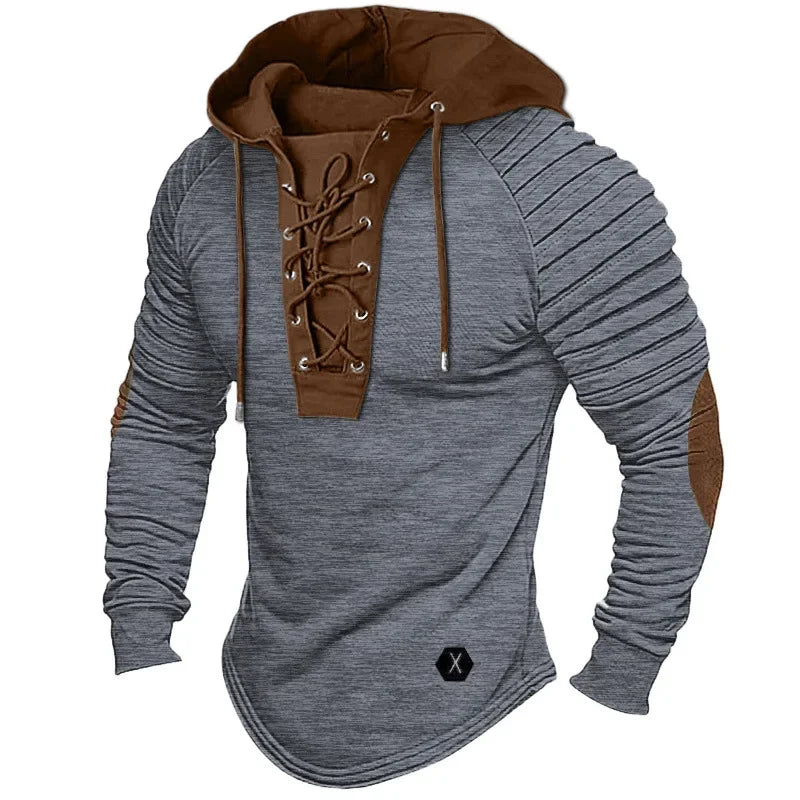 New Style Men's Pleated Hooded Top.