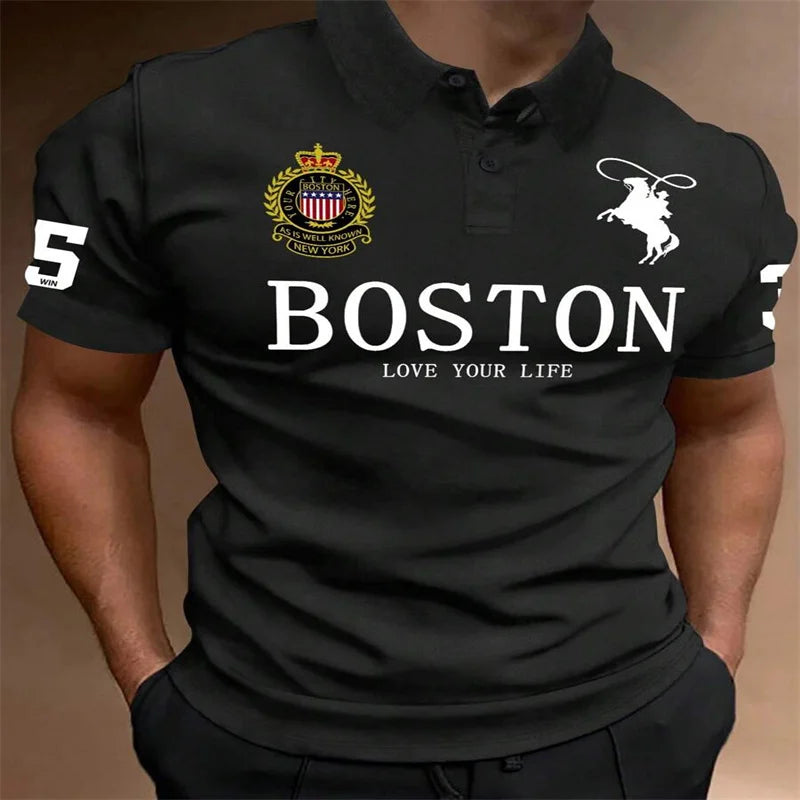 Men's Simple Sporty Ribbed Polo Shirt