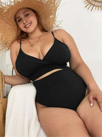 Load image into Gallery viewer, Plus Size Women&#39;s High Waist Bikini Set Tummy Control
