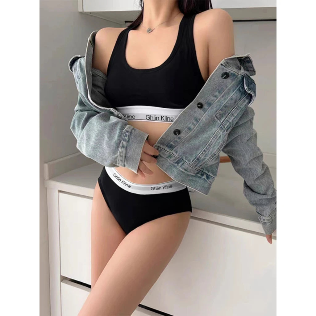 2PCS Cotton Sports Underwear Set For Female