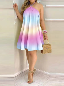 Women's Tropical Halter Backless Dress