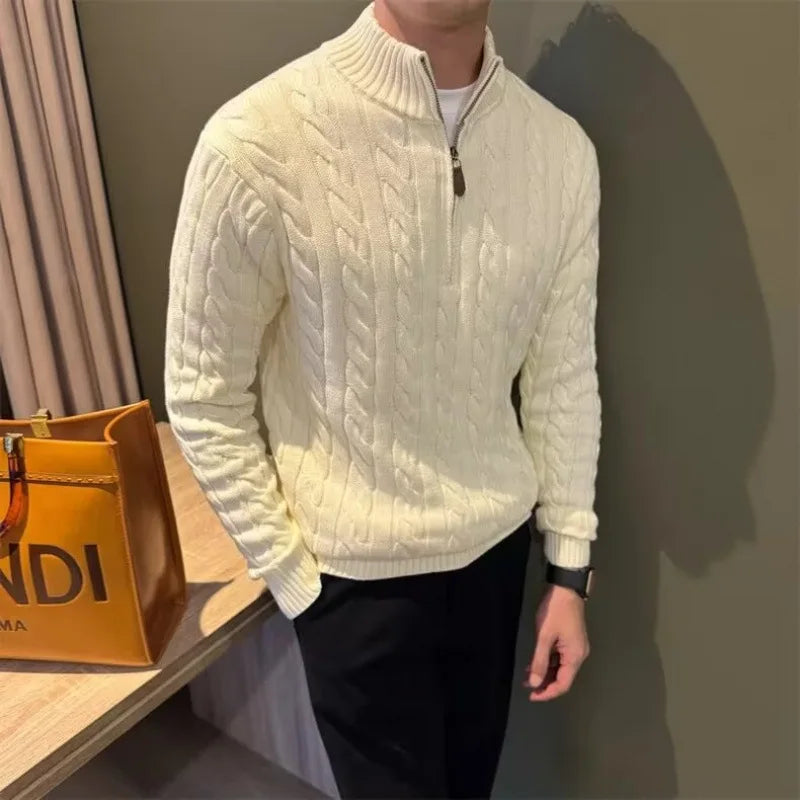 Men's Knitted Half Zipper Sweater.