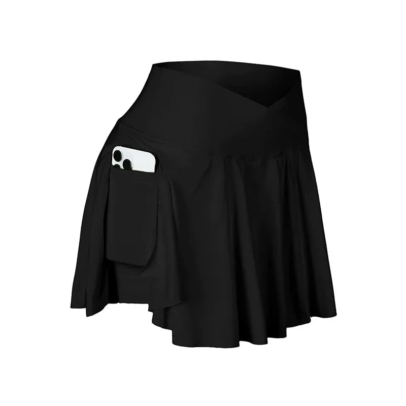 Black skirt with a pocket on a white background