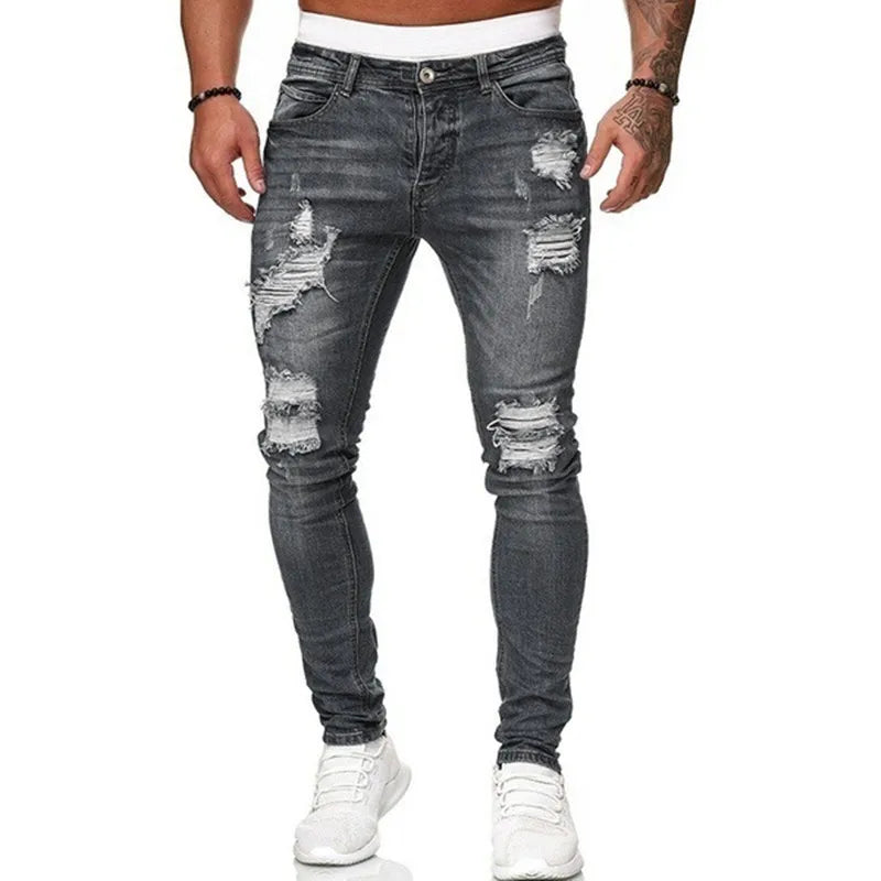 Men’s Ripped Skinny Streetwear Jeans