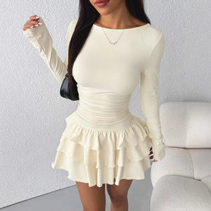 Women Elegant Flare Sleeve High Waist Bodycon Dress