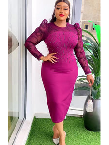 Plus Size Fashion Dashiki Ankara Lace Maxi Dress