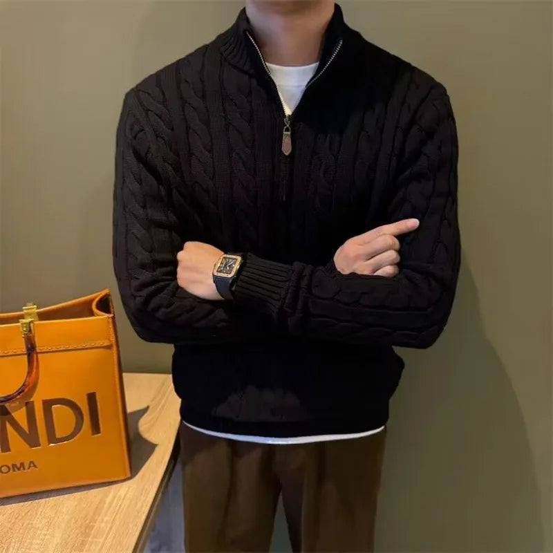 Men's Knitted Half Zipper Sweater.