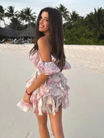 Load image into Gallery viewer, Chiffon Floral Print Layered Women Mini Dress
