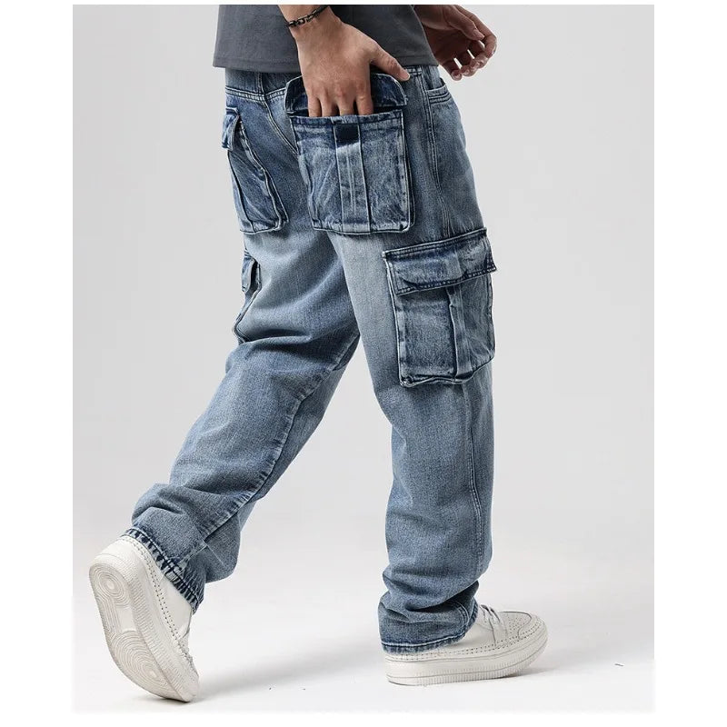 Men’s Wide Leg Cargo Streetwear Jeans