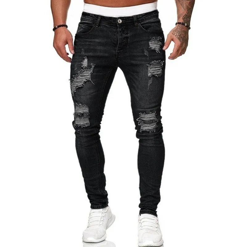Men’s Ripped Skinny Streetwear Jeans