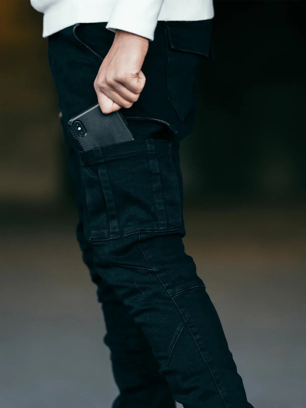 Men’s Plus Size Mid‑Waist Cargo Jeans