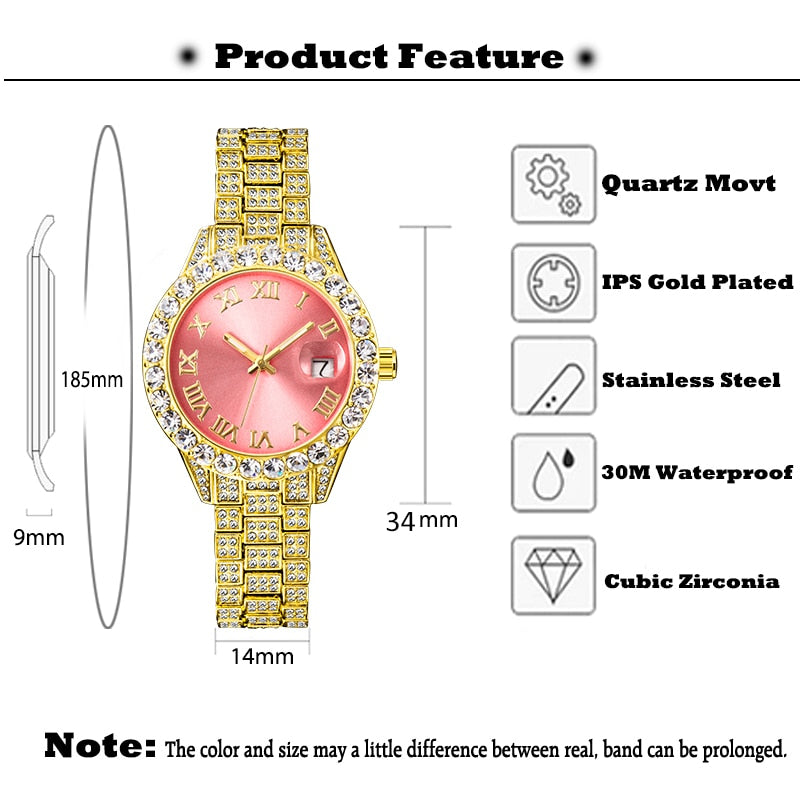 Women Pink Small Face Icy Look Watch