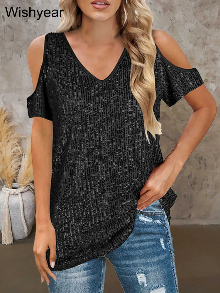 Luxury Sequin Patchwork Woman's Top