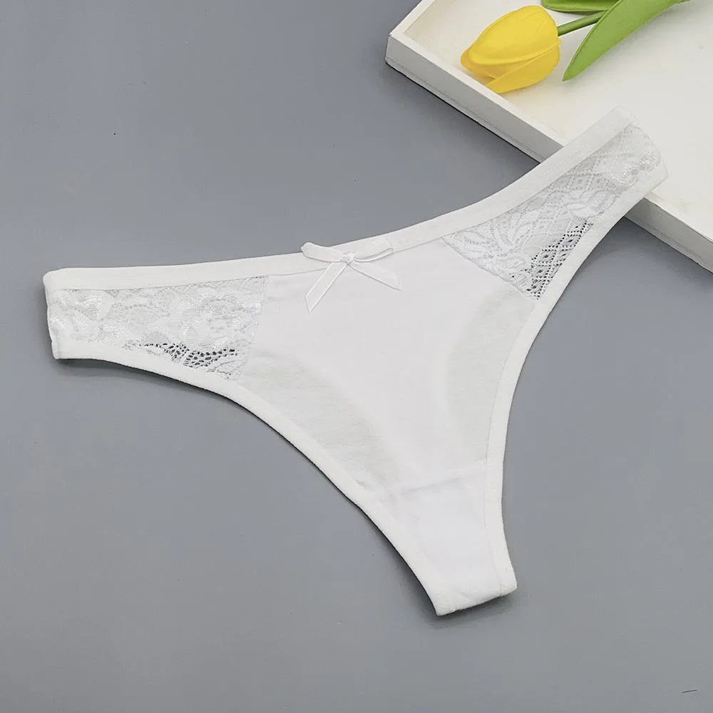 5 Pack of Women's Cotton Lace Thongs.