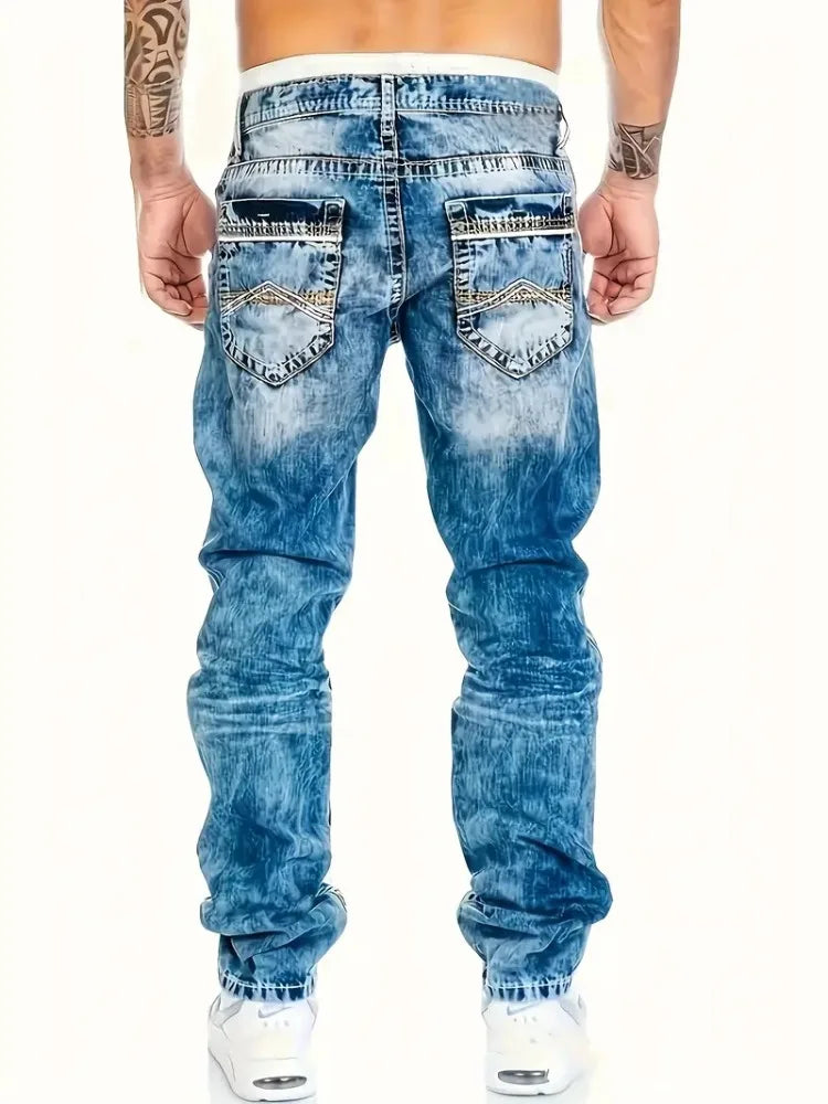 Men’s Vintage Wash Slim Streetwear Jeans