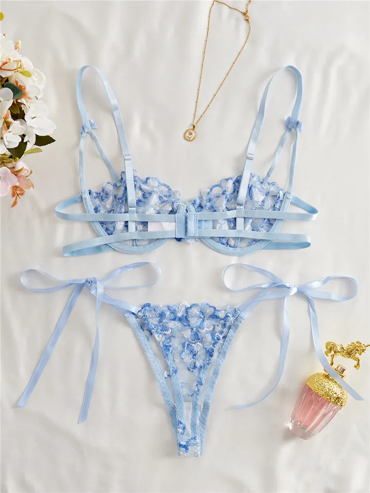 Embroidery Bra Brief Sets