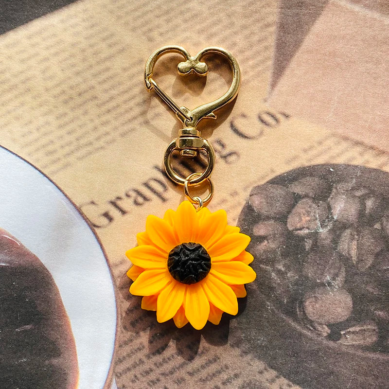 Creative Sunflower Love Heart Keychains